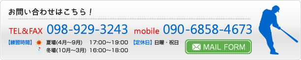 お問い合わせはこちら! TEL&FAX 098-929-3243/mobile 090-6858-4673